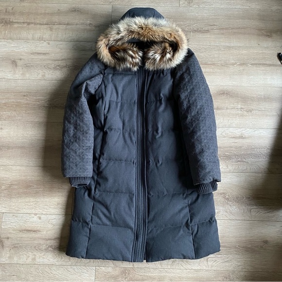 Tory Burch Sasha parka down fill wool quilted winter coat real fur trim - Picture 2 of 16